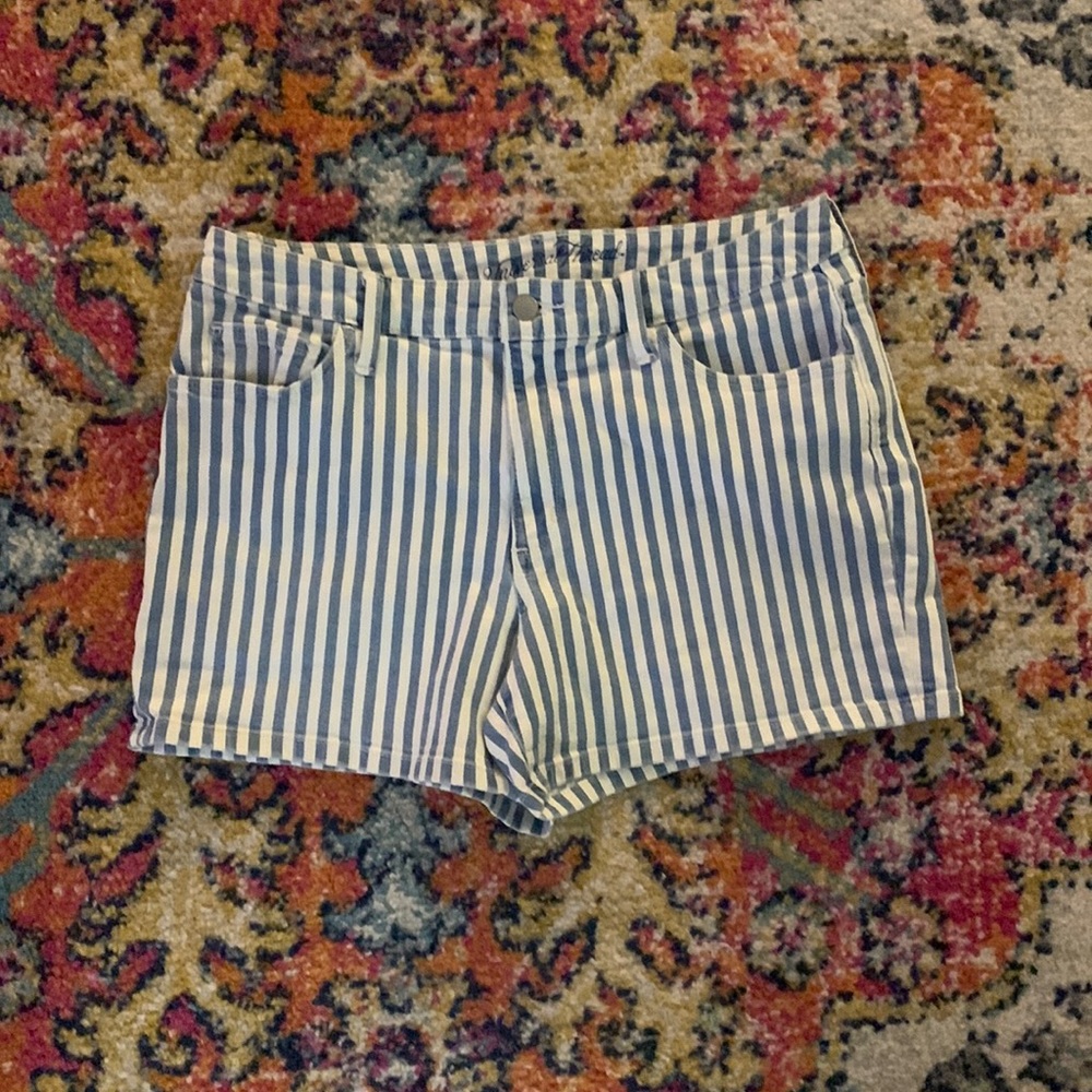 Blue and white striped shorts, worn once!